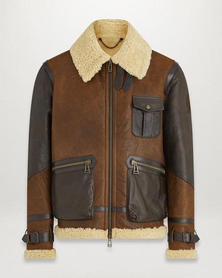 Veste En Peau De Mouton Belstaff Homme Astell Marron Soldes RW7391856